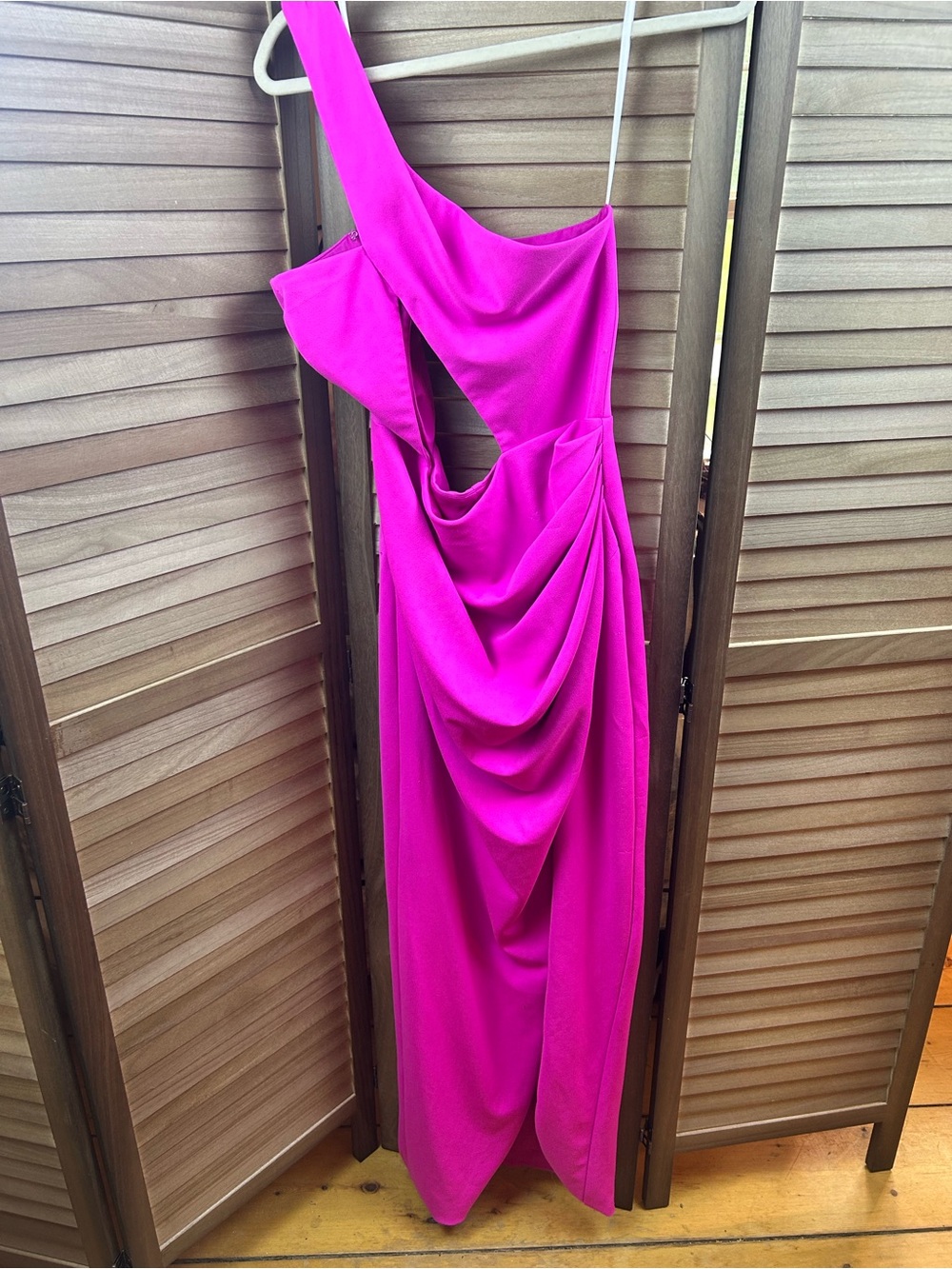 Katie May XL Fuchsia One Shoulder Cutout Gown Ruched Formal Evening Dress